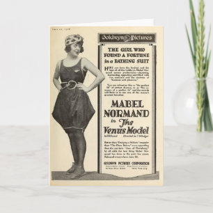 Mabel Normand badpak uit 1918 portret stil Kaart