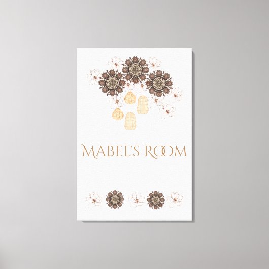 Mabel's Room (Persoonlijk) Naam Boho Floral Canvas Afdruk (Voorkant)