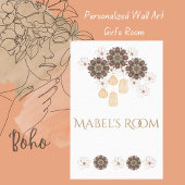 Mabel's Room (Persoonlijk) Naam Boho Floral Canvas Afdruk
