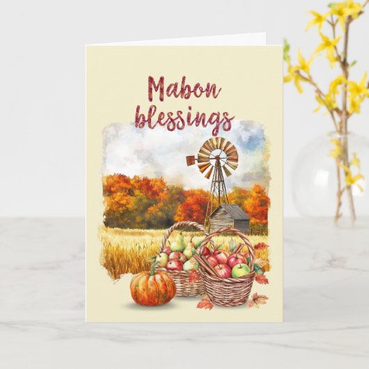 Mabon Blessings Wiccan Pagan Wenskaart Kaart (Gele Bloem)