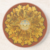 Mabon Equinox-eiken bladeren Zandsteen Onderzetter (Voorkant)