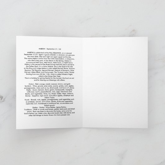 Mabon Feestdagen Kaart (Binnen)
