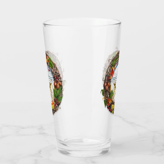 Mabon Grape Vine Wreate met Pentacle Glas (Links)
