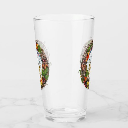 Mabon Grape Vine Wreate met Pentacle Glas (Rechts)