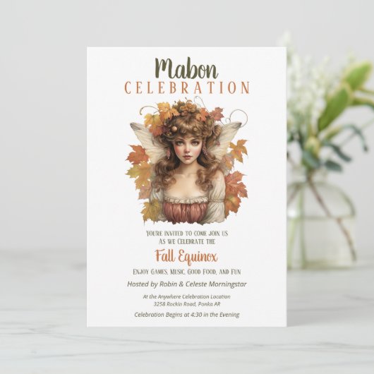 Mabon Harvest Herfst Equinox Retro Fairy Kaart (Staand voorkant)