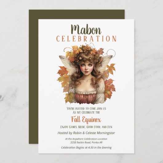 Mabon Harvest Herfst Equinox Retro Fairy Kaart (Voorkant / Achterkant)