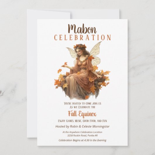 Mabon Harvest Herfst Equinox Retro Fairy Kaart (Voorkant)