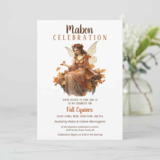 Mabon Harvest Herfst Equinox Retro Fairy Kaart (Staand voorkant)