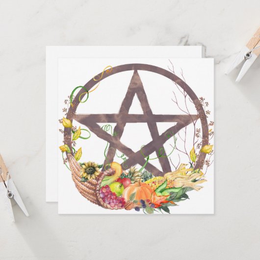 Mabon Harvest Pentacle Herfst Equinox Kaart (Voorkant / Achterkant in situ)