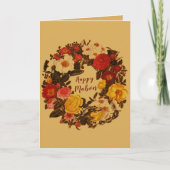 Mabon herfst equinox krans op Herfst goud Kaart (Voorkant)