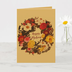 Mabon herfst equinox krans op Herfst goud Kaart