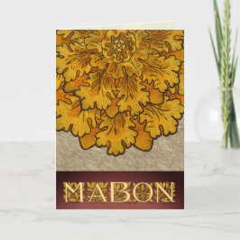 Mabon Oak Leaves en Letters Feestdagen Kaart