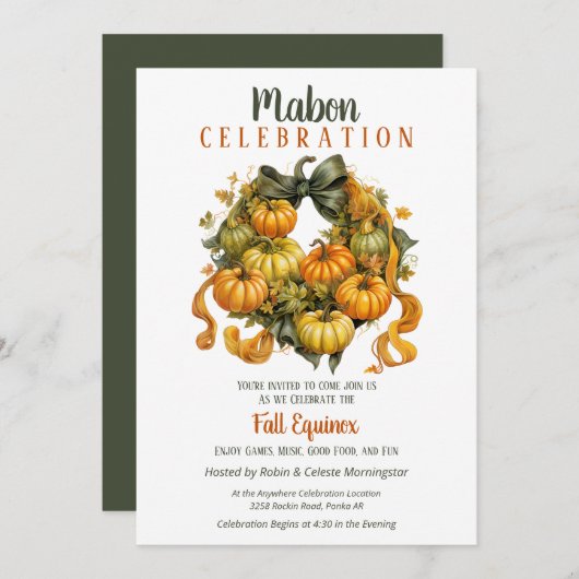 Mabon Oogst Herfst Equinox Pompoen Krans Kaart (Voorkant / Achterkant)