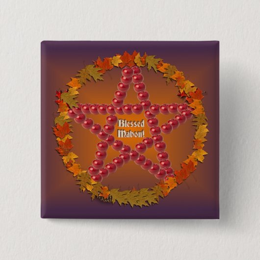 Mabon Pentacle Vierkante Button 5,1 Cm (Voorkant)