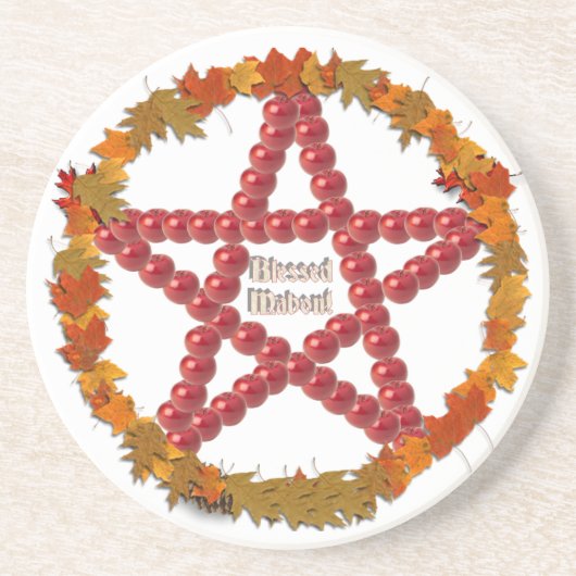 Mabon Pentacle Zandsteen Onderzetter (Voorkant)