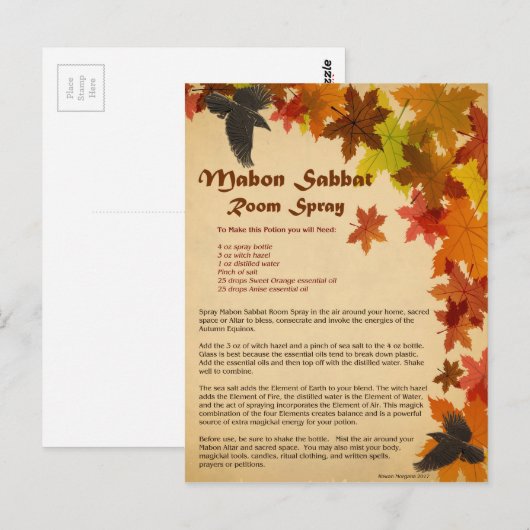Mabon Room Spray Briefkaart (Voorkant / Achterkant)