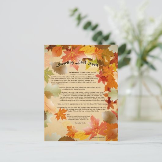 Mabon Swirling Leaf Spell Briefkaart (Staand voorkant)