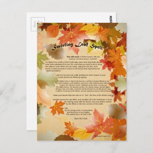Mabon Swirling Leaf Spell Briefkaart (Voorkant / Achterkant)