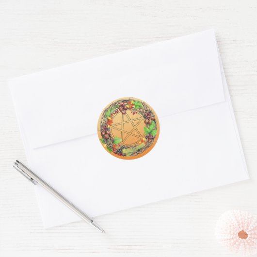 Mabon Wreath Ronde Sticker (Envelop)
