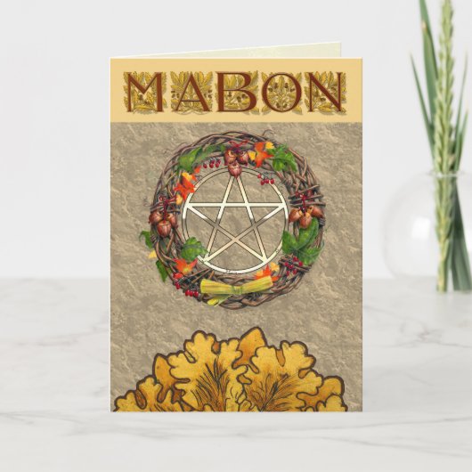 Mabon Wreator en eik Letters Feestdagen Kaart (Voorkant)