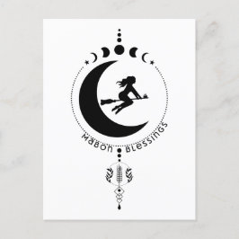 Mabon Zegeningen, heks, maan, tarwe Briefkaart