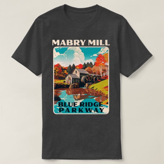 Mabry Mill Blue Ridge Parkway Retro WPA Style Nati T-shirt (Design voorkant)