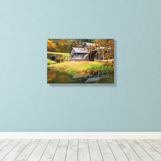 Mabry Mill in de herfst Canvas Afdruk (Insitu (Houten vloer))