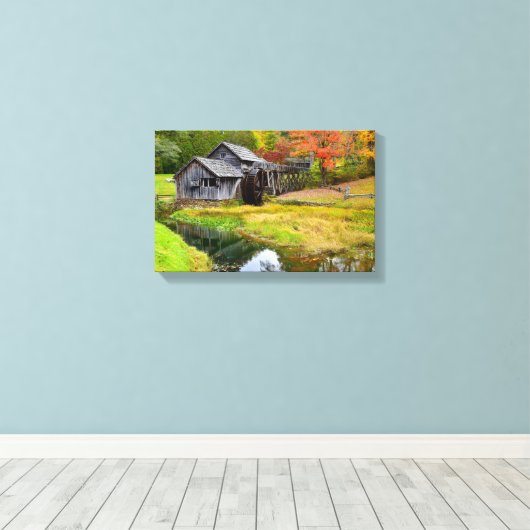 Mabry Mill in de herfst Canvas Afdruk (Insitu (Houten vloer))