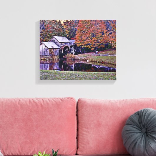 Mabry Mill in Herfst Canvas Print (Insitu (Woonkamer))