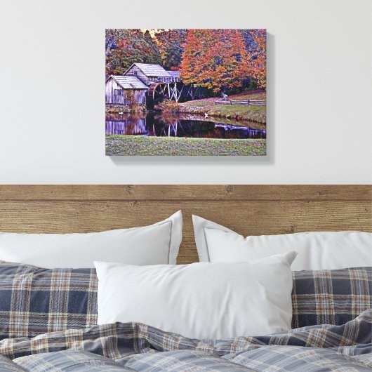 Mabry Mill in Herfst Canvas Print (Insitu (Slaapkamer))