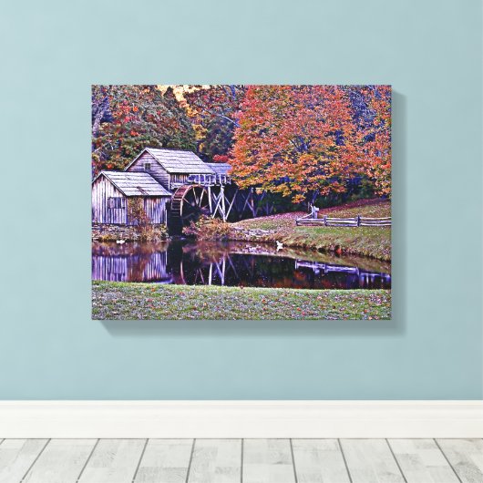 Mabry Mill in Herfst Canvas Print (Insitu (Houten vloer))