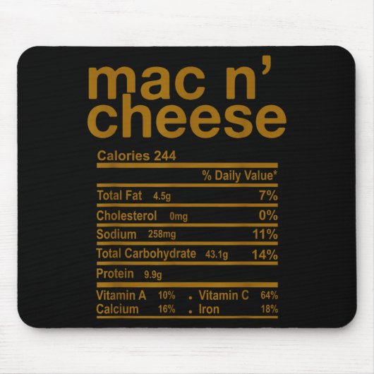 Mac And Cheese Nutrition Facts Funny Thanksgiving Muismat (Voorkant)