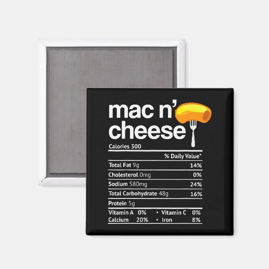 Mac And Cheese Nutrition Funny Thanksgiving Mac N' Magneet (Voorkant / Achterkant)