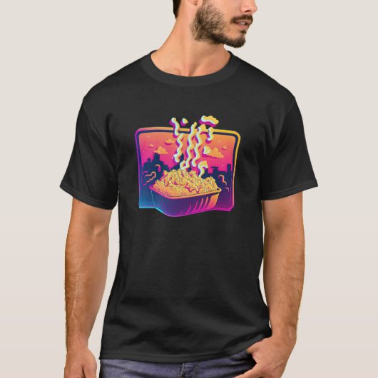 Mac And Cheese Synthwave 80s Retrowave Aesthetic T-shirt (Voorkant)