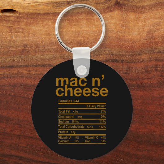 Mac And Cheese Voedingswaarde Feiten Grappige Dank Sleutelhanger (Voorkant)