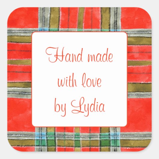 MAC BAIN TARTAN 3" Vierkante "Handgemaakte" Sticke Vierkante Sticker (Voorkant)