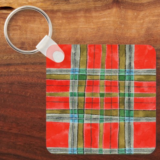 MAC BAIN TARTAN Aluminium Square Sleutelhanger (Voorkant)