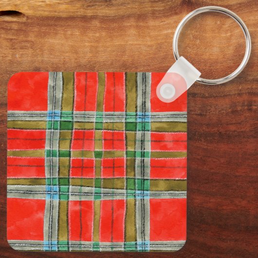 MAC BAIN TARTAN Aluminium Square Sleutelhanger (Achterkant)