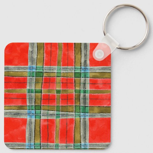 MAC BAIN TARTAN Aluminium Square Sleutelhanger (Achterkant)