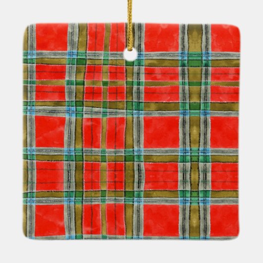 MAC BAIN TARTAN Ceramic Square Ornament (Achterkant)