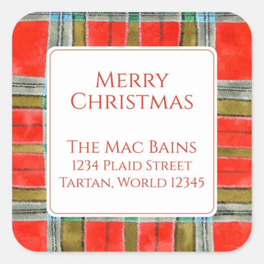 MAC BAIN TARTAN Grote Vierkante Adreszegels Sticker (Voorkant)
