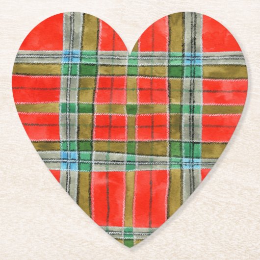 MAC BAIN TARTAN Heart Paper Onderzetters (Voorkant)