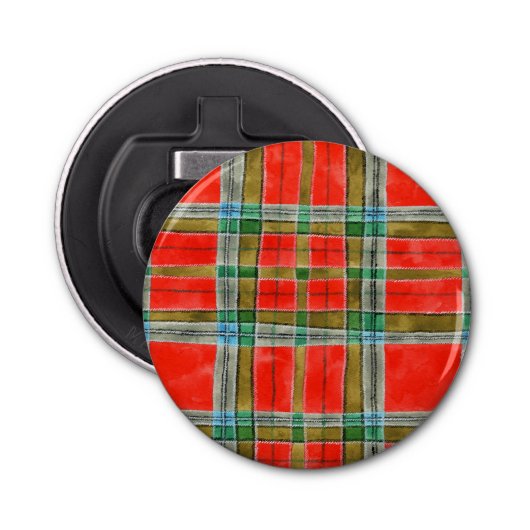MAC BAIN TARTAN-knop Flesopener Button Flesopener (Voorkant)