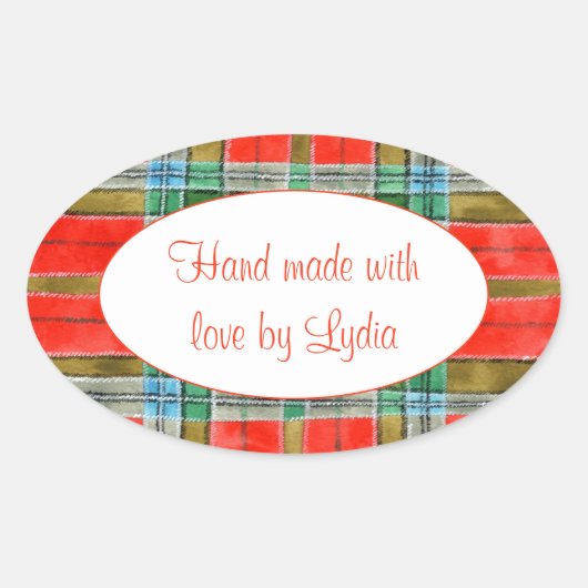 MAC BAIN TARTAN Ovale "Handgemaakte" Stickers (Voorkant)