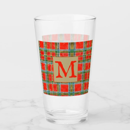 MAC BAIN TARTAN Pintglas + Initiaal Glas (Voorkant)