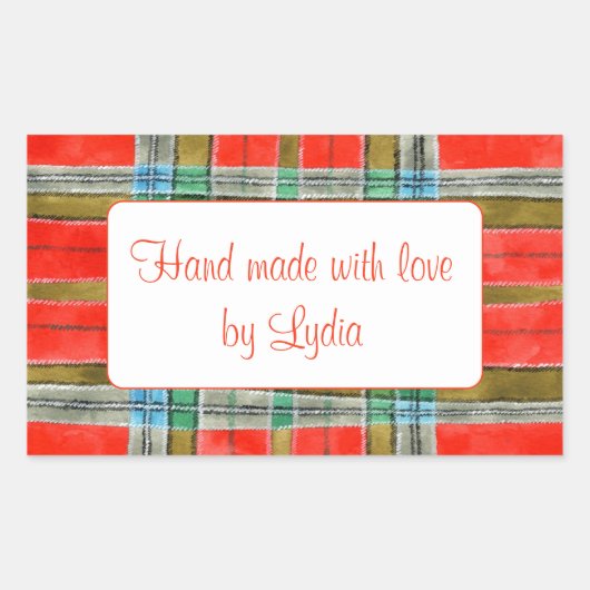 MAC BAIN TARTAN Rechthoekige "Handgemaakte" Sticke Sticker (Voorkant)