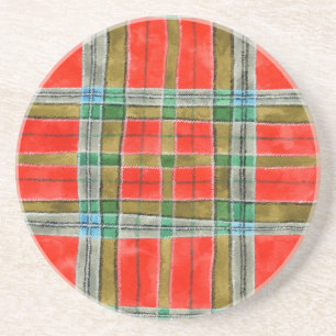MAC BAIN TARTAN Round Sandstone Onderzetter
