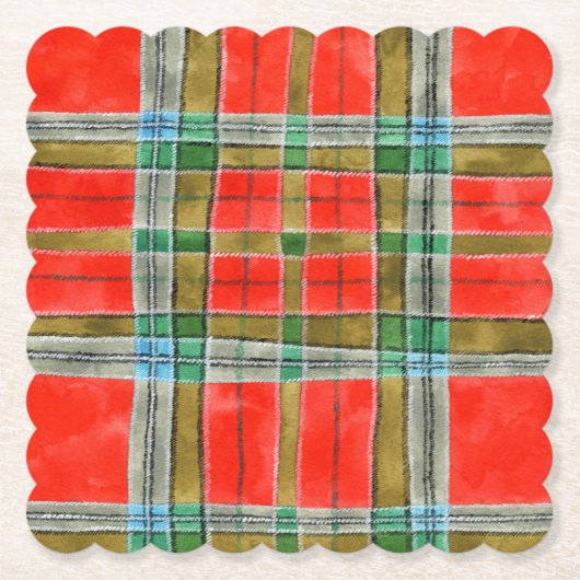 MAC BAIN TARTAN Scalloped Square Paper Onderzetter (Voorkant)