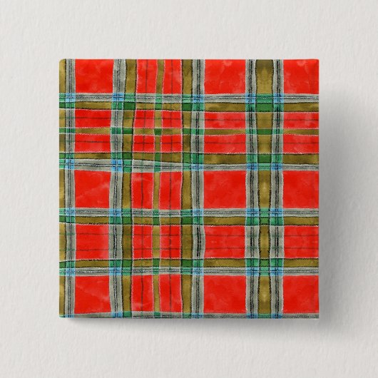 MAC BAIN TARTAN Square Pin Button (Voorkant)