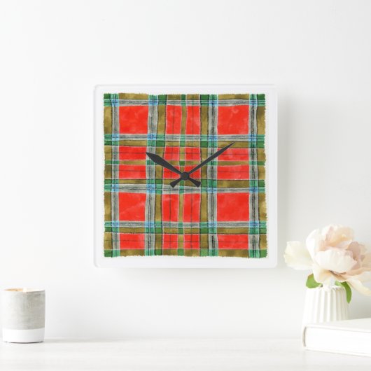 MAC BAIN TARTAN Square Wall klok (Huis)